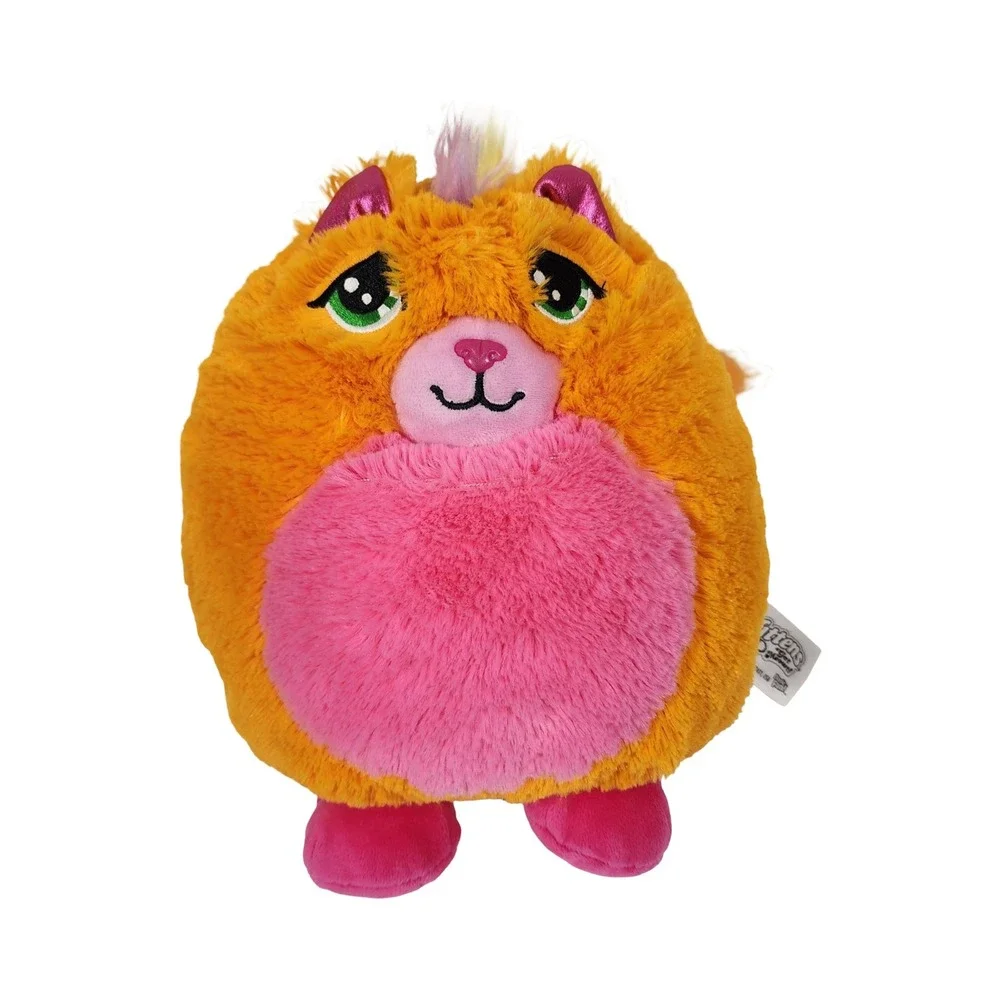 Misfittens Orange Pink Round Plush Cat Kitten‎ Stuffed Animal Toy